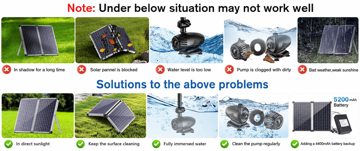 solar power fountain pump troubleshoot
