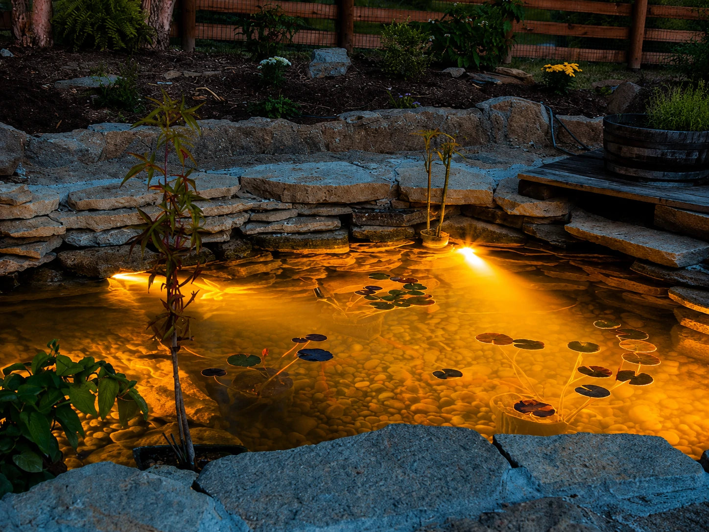 pond lights underwater solar pond