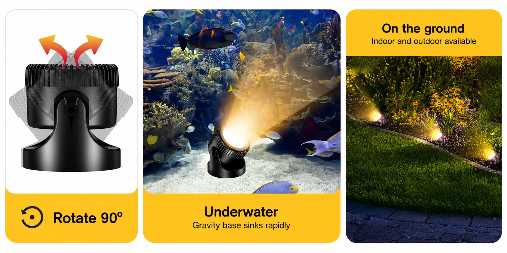 solar powered pond lights rotate