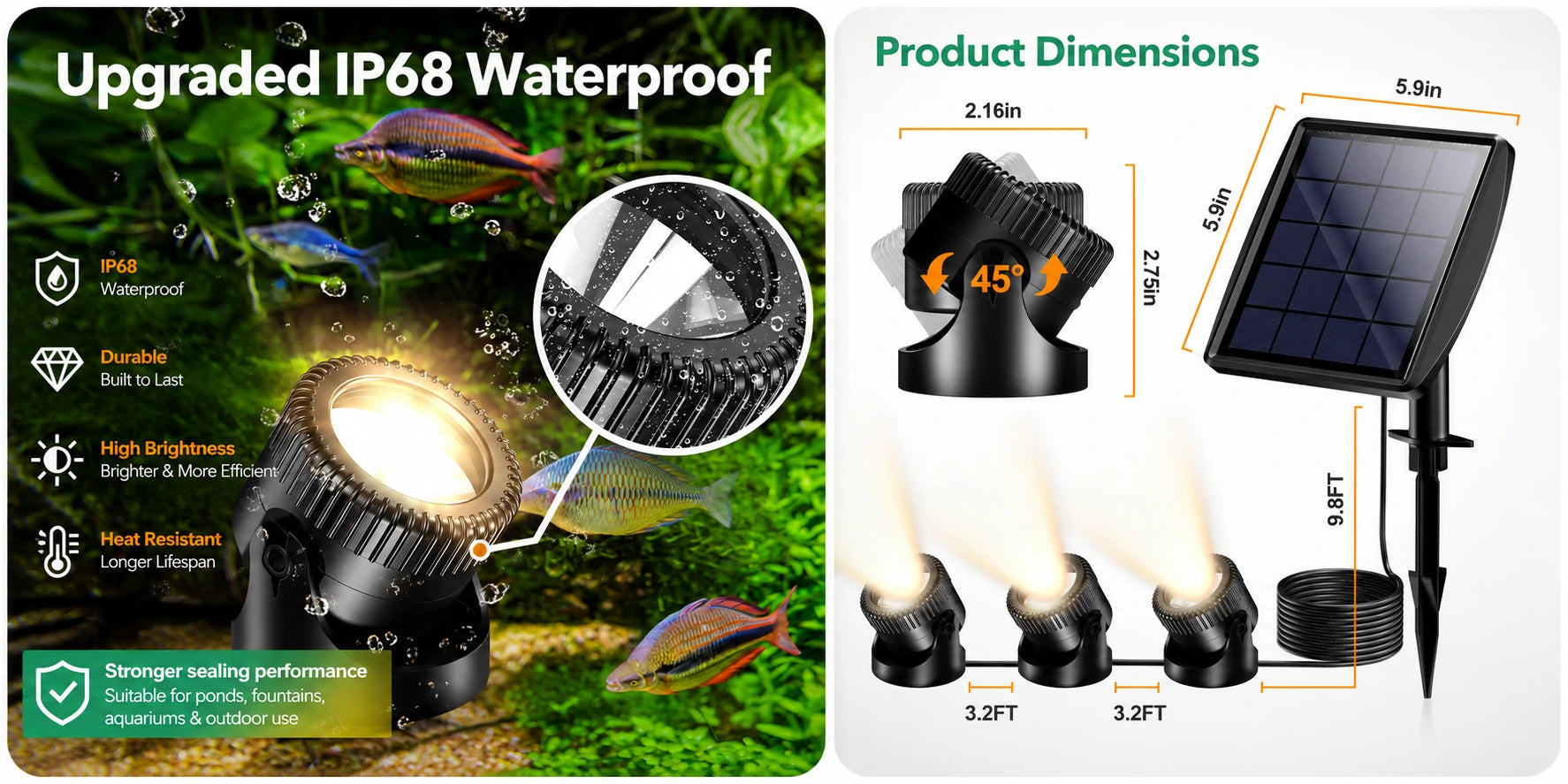 solar powered pond lights waterproof