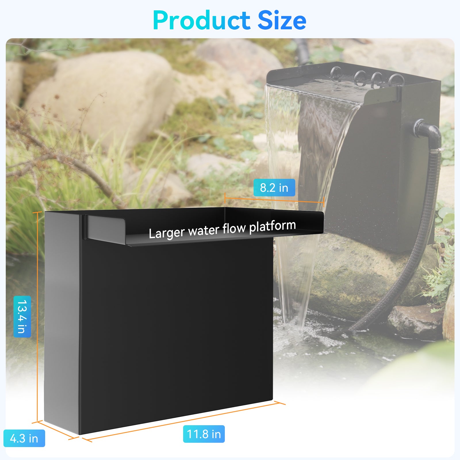 70W 580GPH Solar Waterfall Pump Kit with 12"x13.4" Spillway