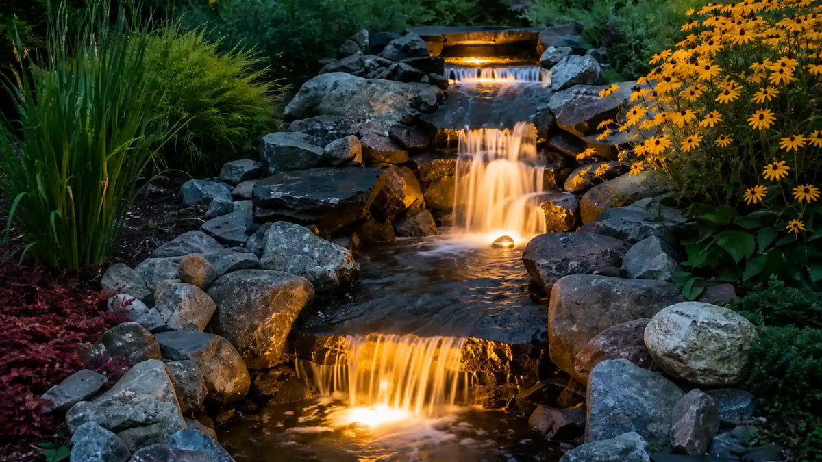 waterfall pond led lights